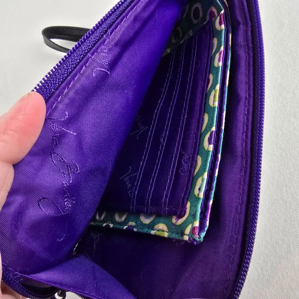 Vera Bradley Wristlet Womens Purple Floral Quilted Zip Pouch Wallet 7x4 - Picture 9 of 11